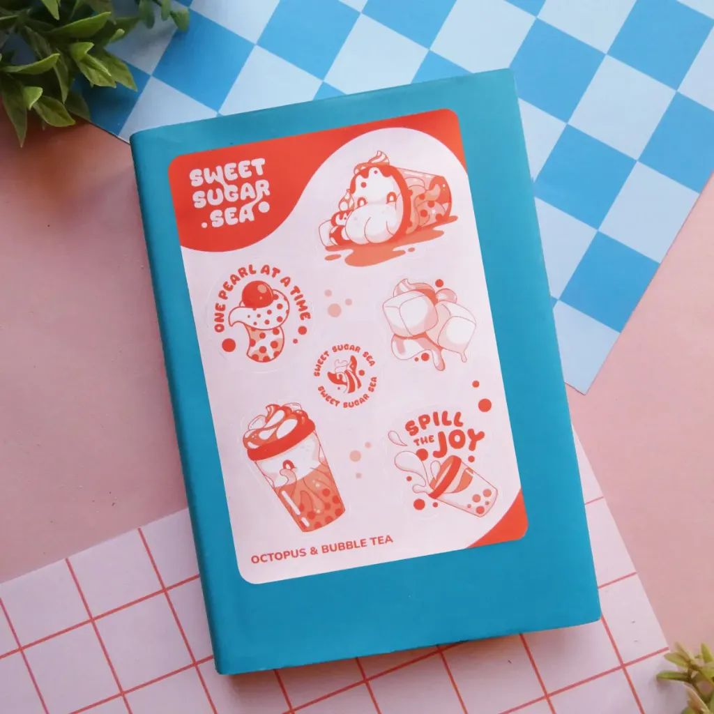 Planche de stickers Pieuvre & Bubble Tea 