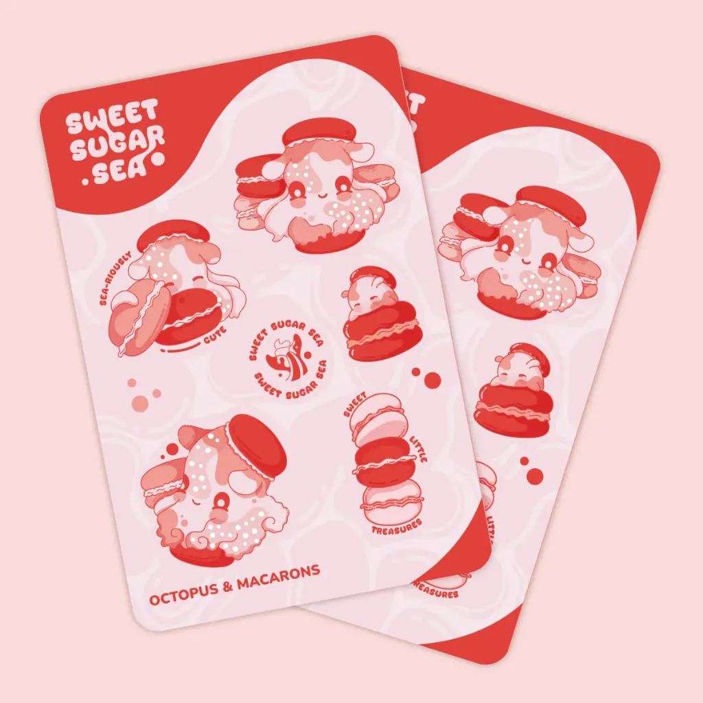 Planche de stickers Pieuvre et Macarons